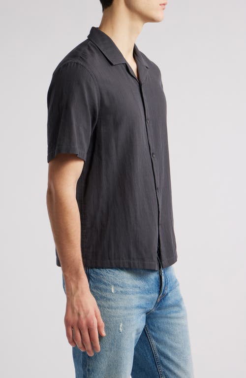 Rag & Bone Avery Cotton Gauze Camp Shirt In Dark Grey Stripe