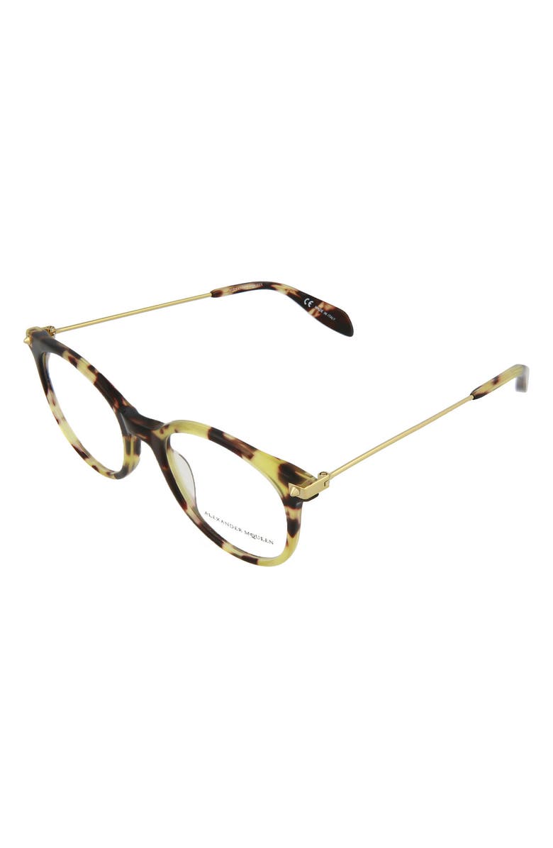 McQueen ALEXANDER MCQUEEN 50mm Round Oval Glasses, Alternate, color,