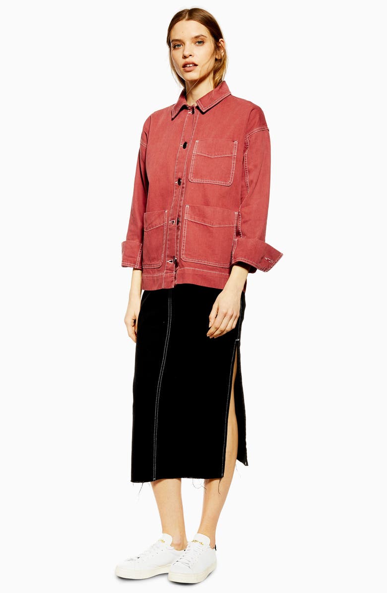 Topshop Tesa Chore Jacket, Alternate, color, 