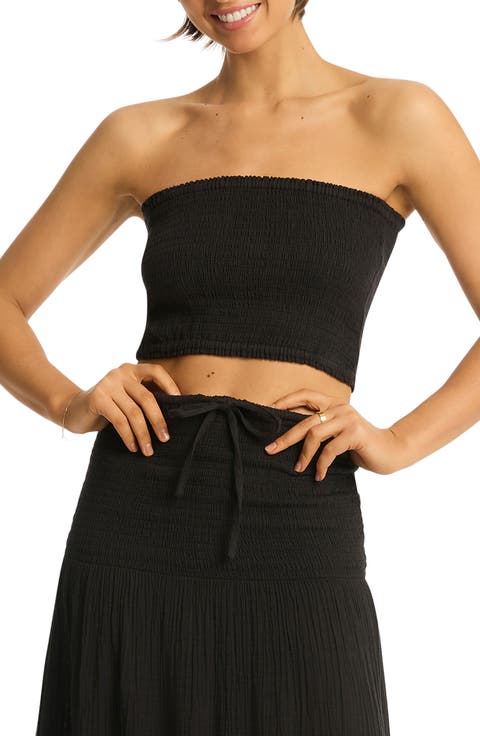 Sunset Strapless Cotton Gauze Cover-Up Top