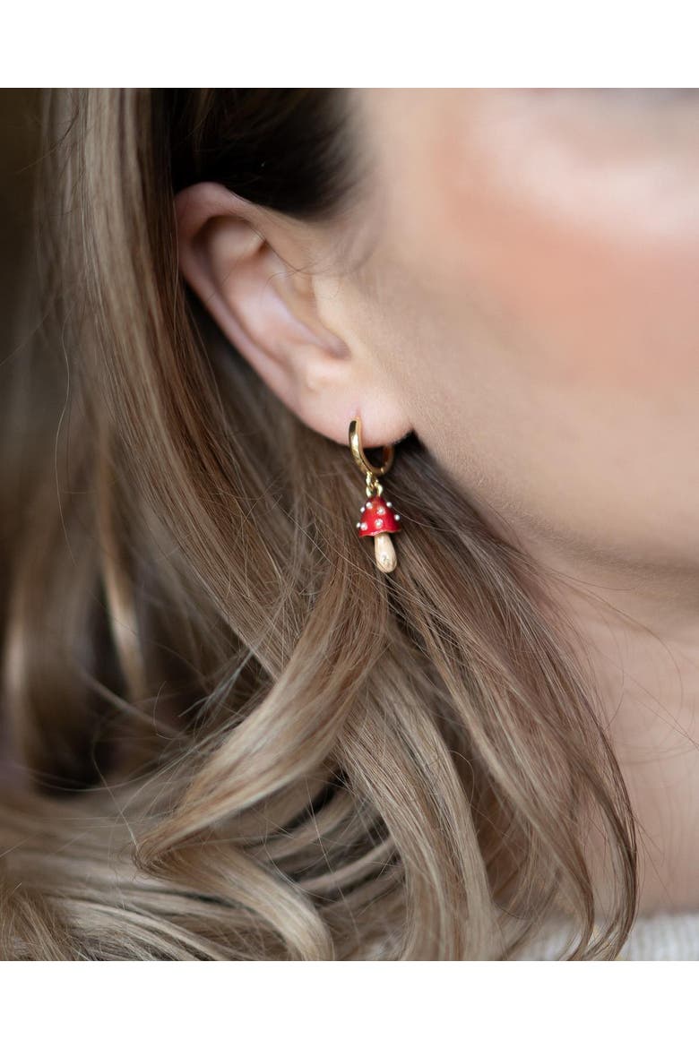 Enamel Mushroom Huggie Earrings, Alternate, color, Multi & Gold