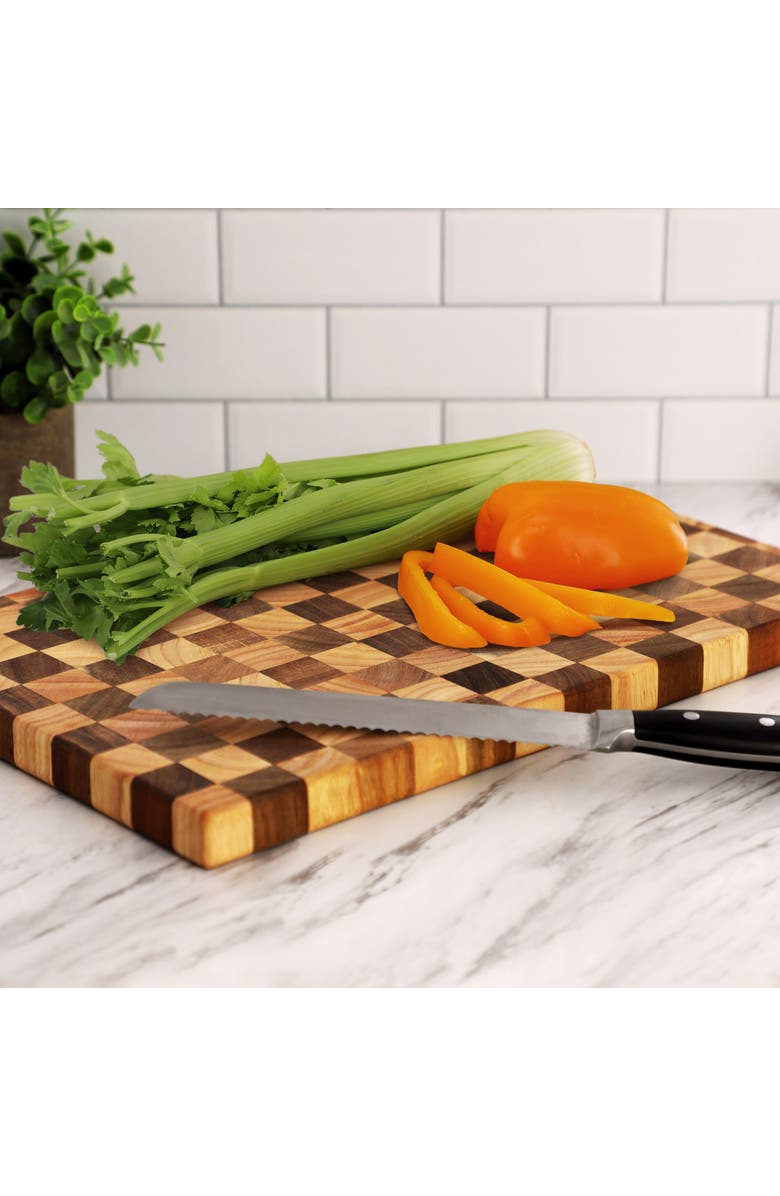 Megachef 16.5 x 10.5 Inch Acacia Wood and Rubber Wood Cutting Board, Alternate, color, Brown