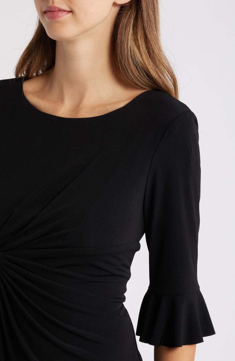 Connected Apparel Ruffle Pleat Dress, Alternate, color, Black