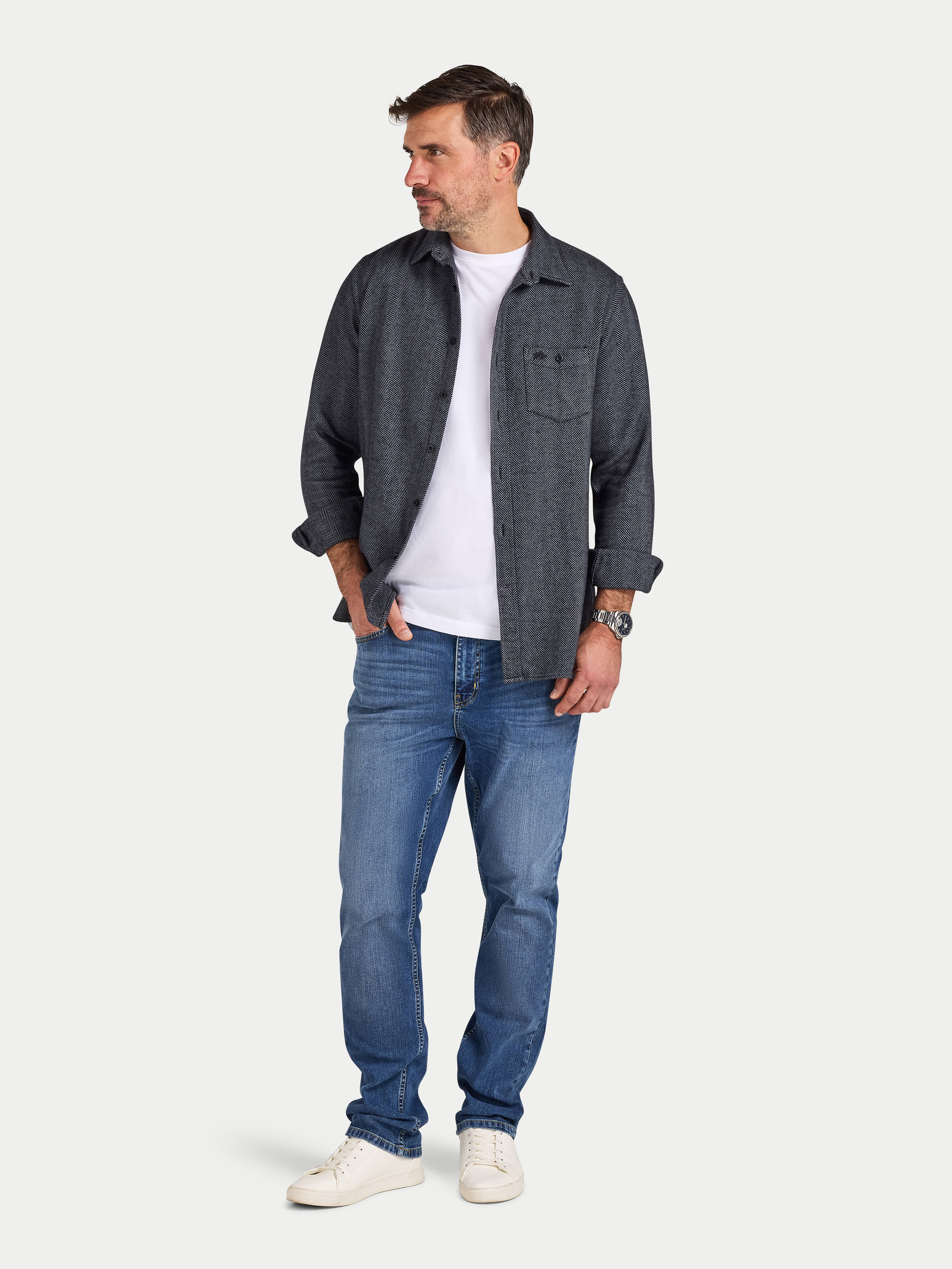 Long Sleeve Brushed Herringbone Shirt - image 2