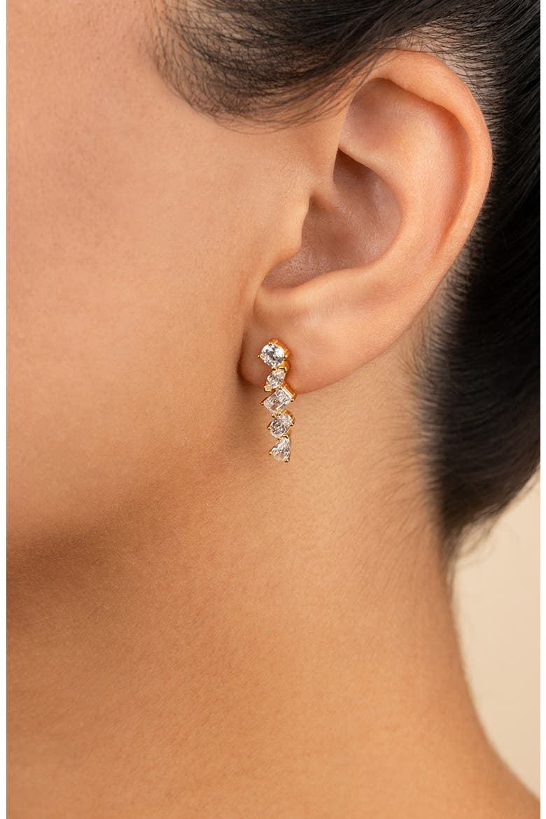 Blythlyn Cubic Zirconia Drop Earrings, Alternate, color, GOLD