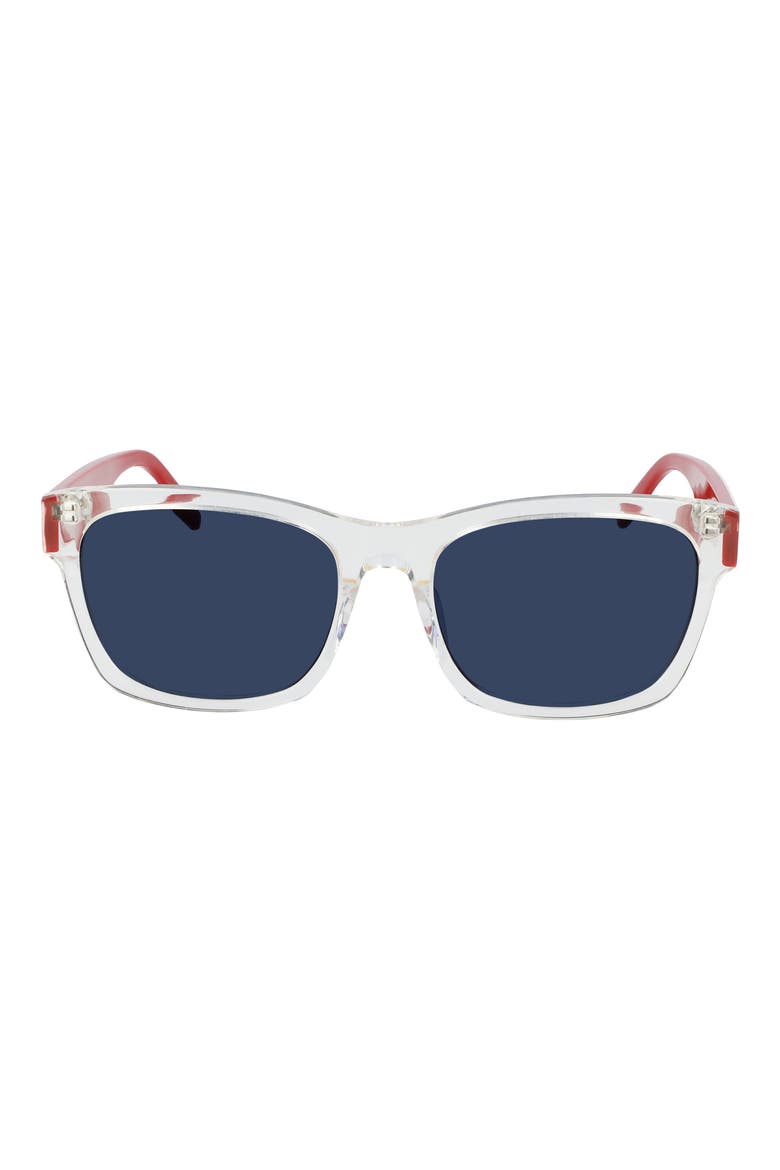 All Star® 56mm Rectangle Sunglasses, Main, color, CRYSTAL EGRET/ BLUE