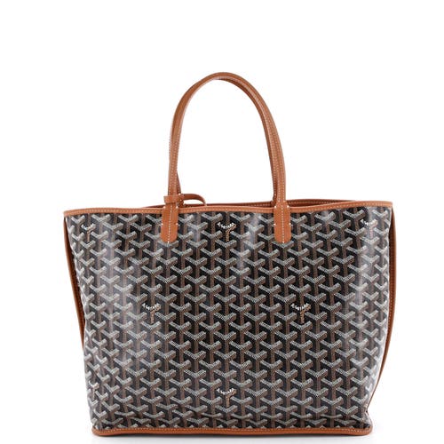 Pre-owned Goyard Goyard Anjou Reversible Tote Printed Coated Canvas Gm In Black