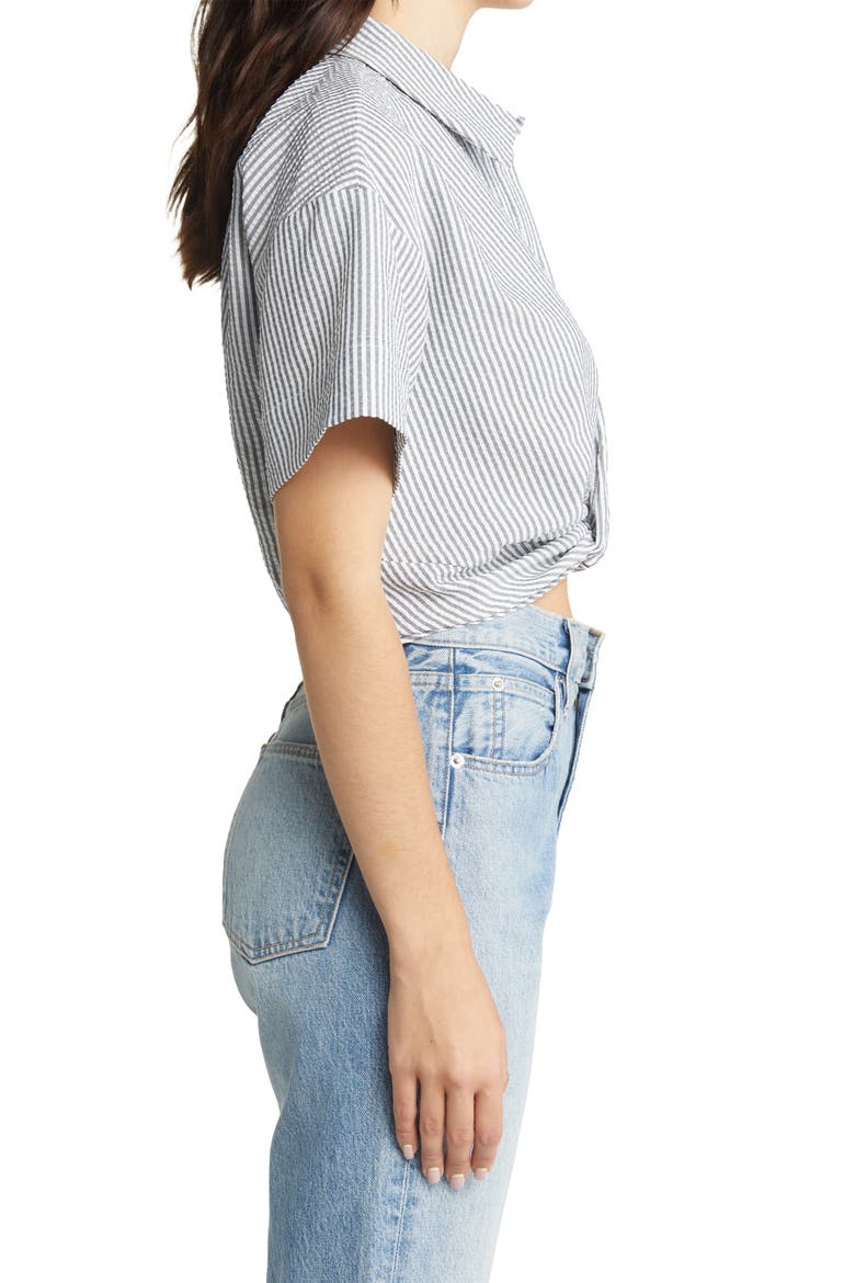 Oca Stripe Crop Top, Alternate, color, NAVY BLAZER STRIPES SNOW WHITE