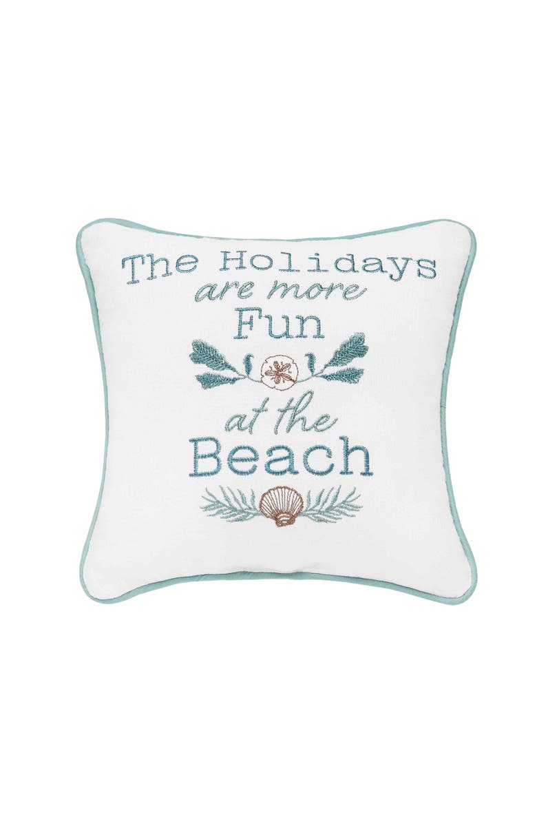 C&F Home Holidays Are More Fun Christmas Throw Pillow, 10" x 10", Main, color, Blue
