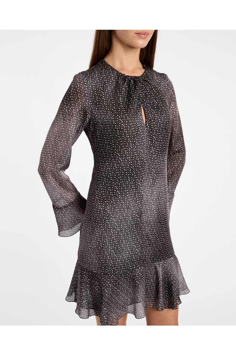 Drake Long Sleeve Printed Shift Dress, Alternate, color, Onyx