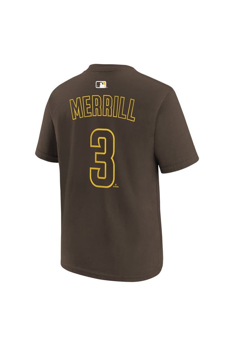 Youth Nike Jackson Merrill Brown San Diego Padres Name & Number T-Shirt, Alternate, color, Brown