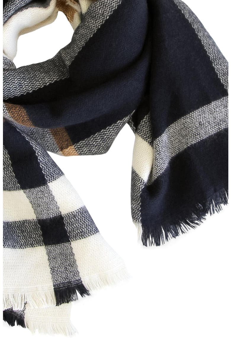 Staten Island Plaid Scarf, Alternate, color, Navy