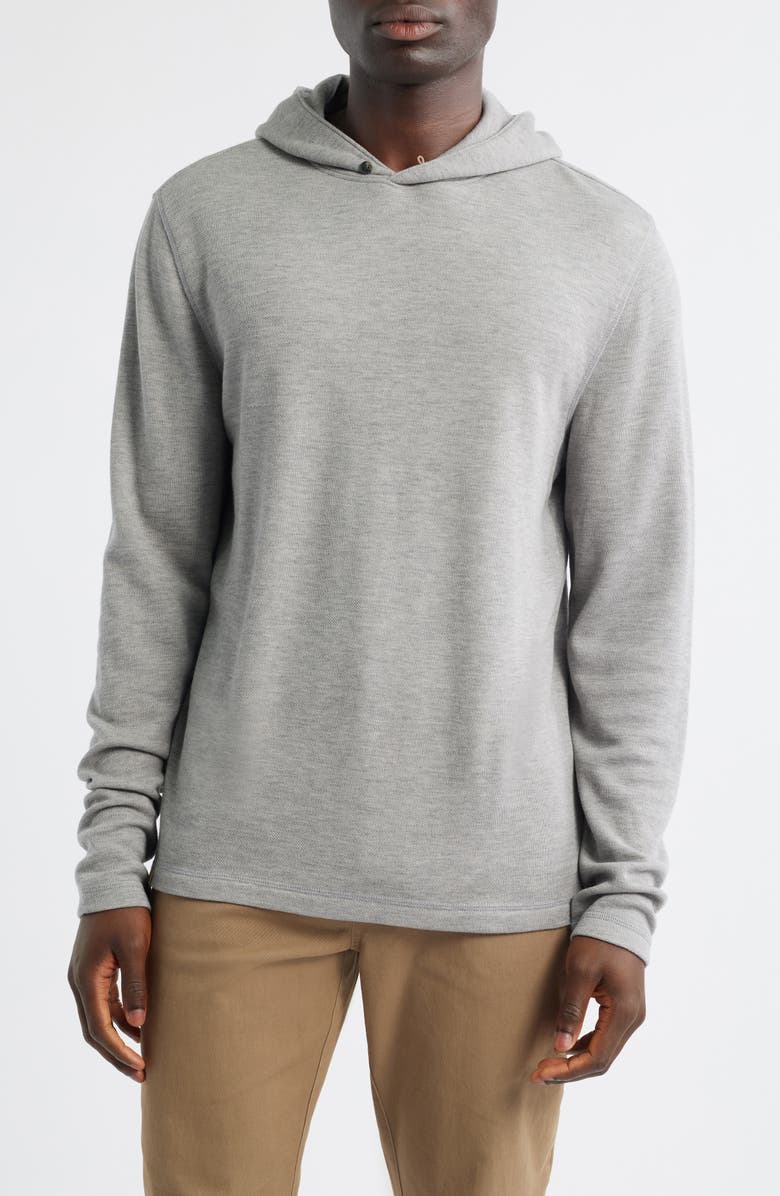johnnie-O Drayton Merino Wool Blend Hoodie, Main, color, Heather Gray