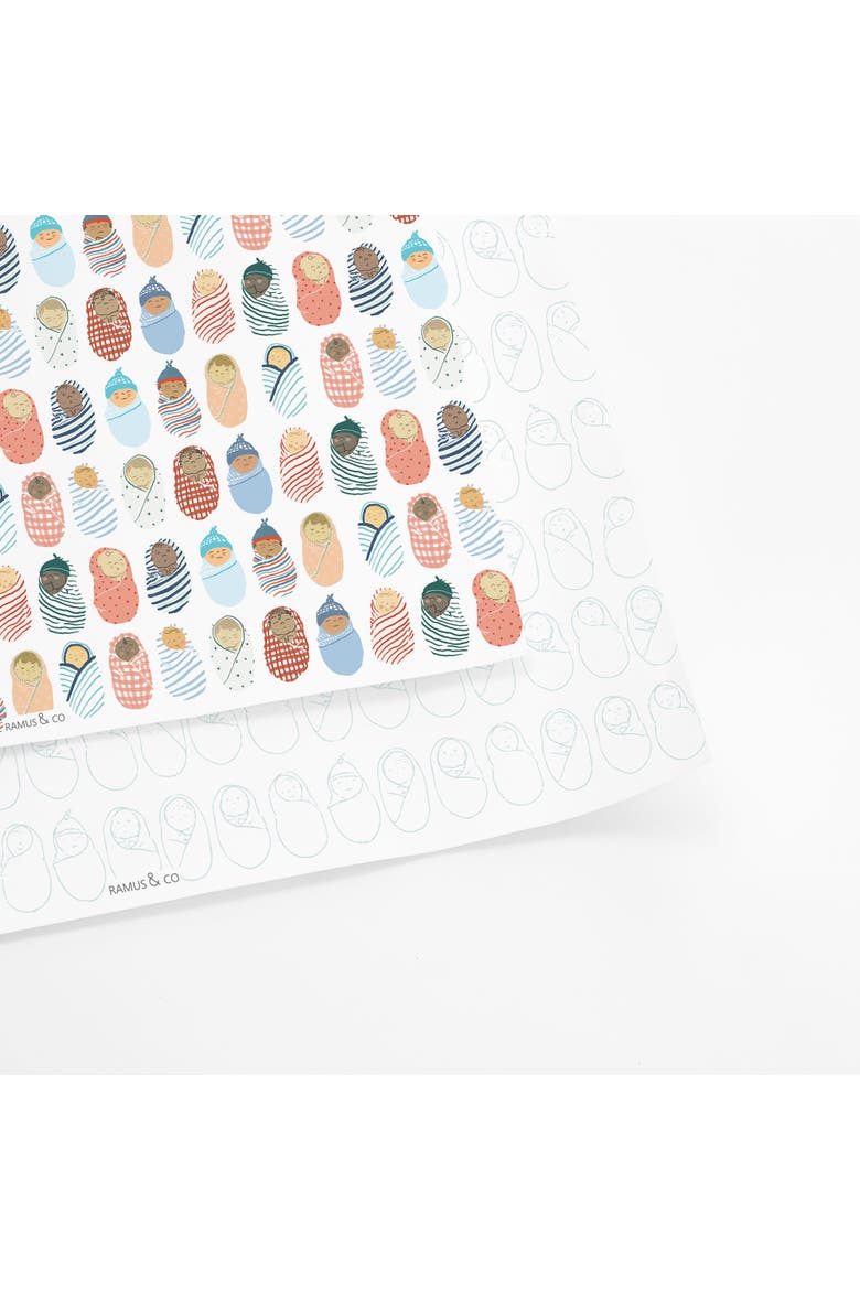 Eight Sheets Two-Sided "Babies" Heavyweight Gift Wrap, Alternate, color, Multicolored