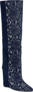 AZALEA WANG Gianna Snake Print Wedge Knee High Boot