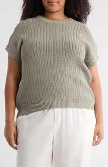 NORDSTROM RACK Cotton Short Sleeve Sweater