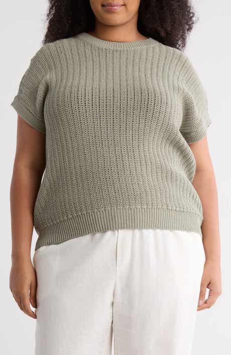 NORDSTROM RACK Cotton Short Sleeve Sweater