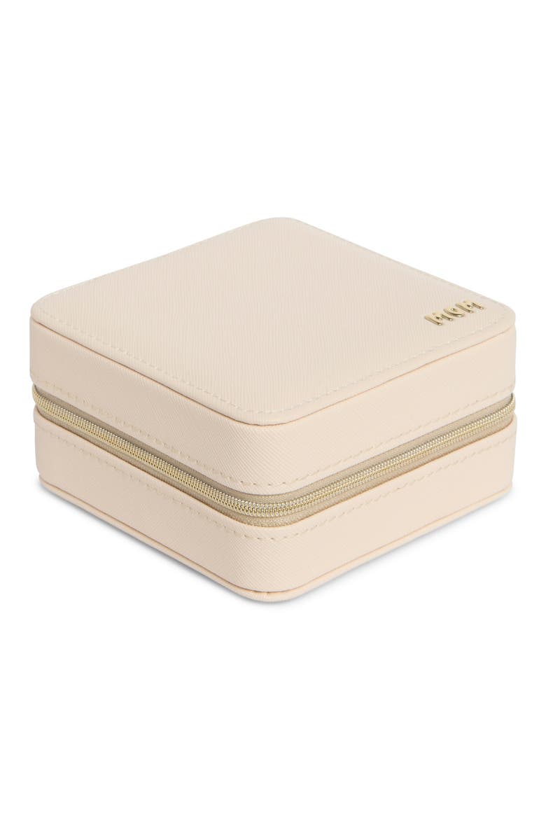 Mom Square Travel Jewelry Box, Main, color, CREAM- GOLD MOM