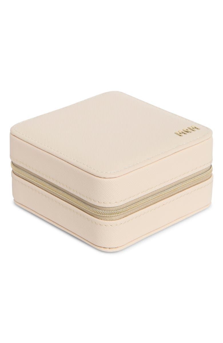 Nordstrom Mom Square Travel Jewelry Box, Main, color, Cream- Gold Mom