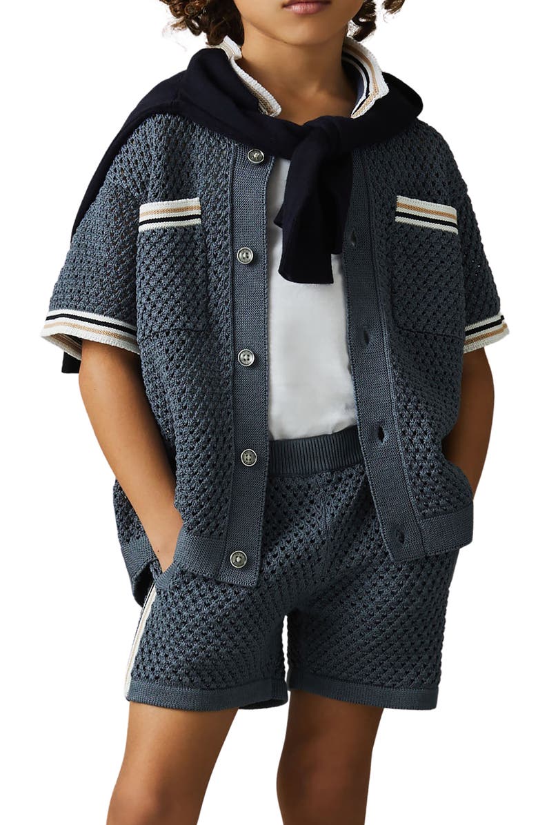 Reiss Kids' Coulson Jr. Short Sleeve Polo Sweater, Alternate, color, Airforce Blue