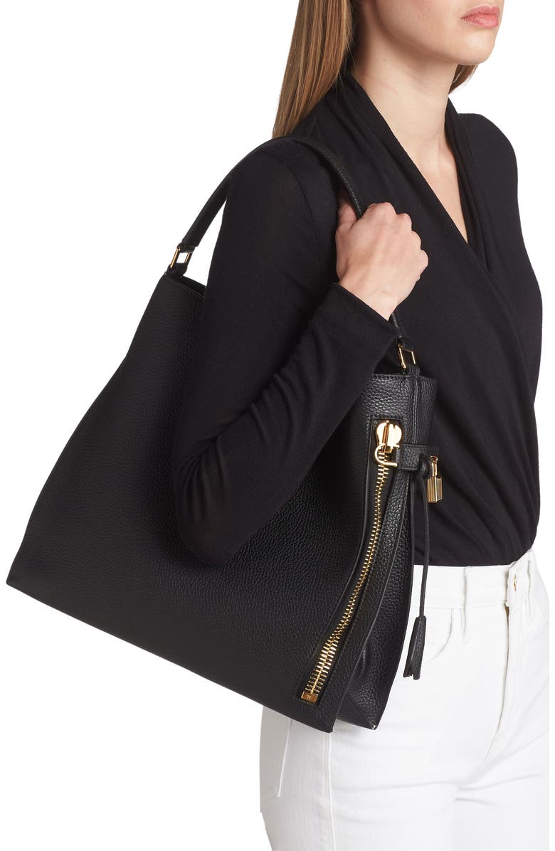 TOM FORD Small Alix Grain Leather Hobo Bag, Alternate, color,