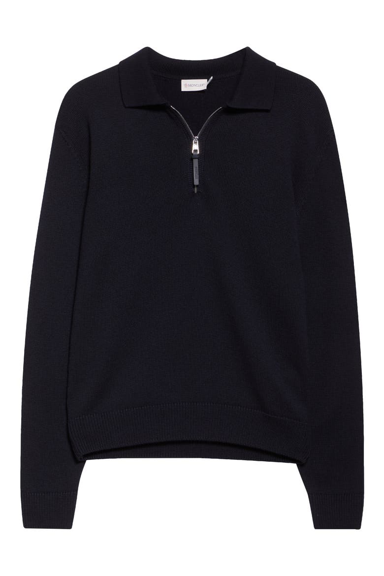 Tricot Virgin Wool Polo Sweater, Alternate, color, NAVY