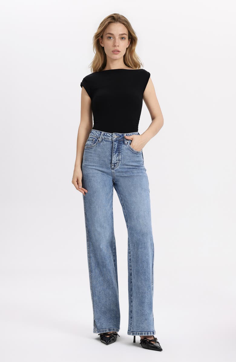 Bayeas High Waist Bootcut Jeans, Alternate, color, Light Blue