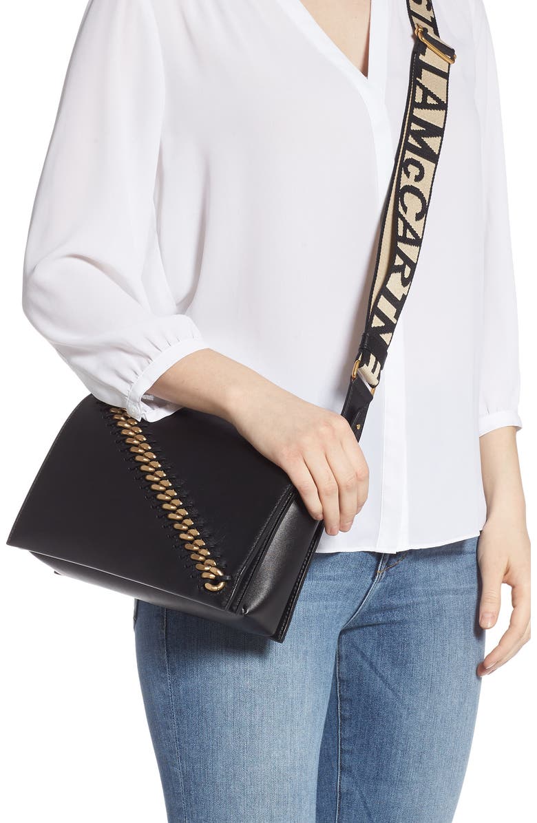 Stella McCartney Logo Strap Faux Leather Crossbody Bag, Alternate, color,