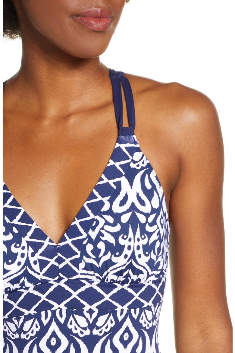 Ikat Diamonds Reversible One-Piece Swimsuit, Alternate, color, MARE NAVY
