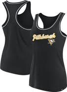 FANATICS Women's Fanatics Branded Black Pittsburgh Penguins Wordmark Logo Racerback Scoop Neck Tank Top