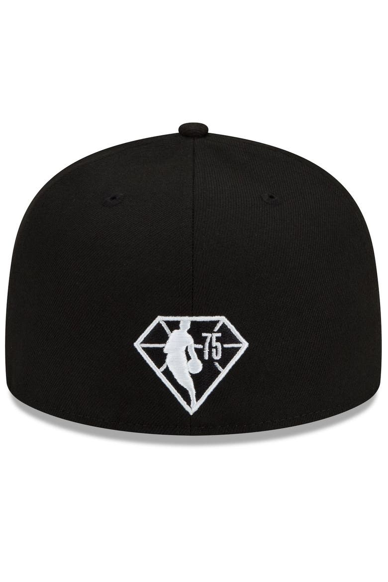 Men's New Era Black/White Brooklyn Nets 2021/22 City Edition Alternate 59FIFTY Fitted Hat, Alternate, color, Black