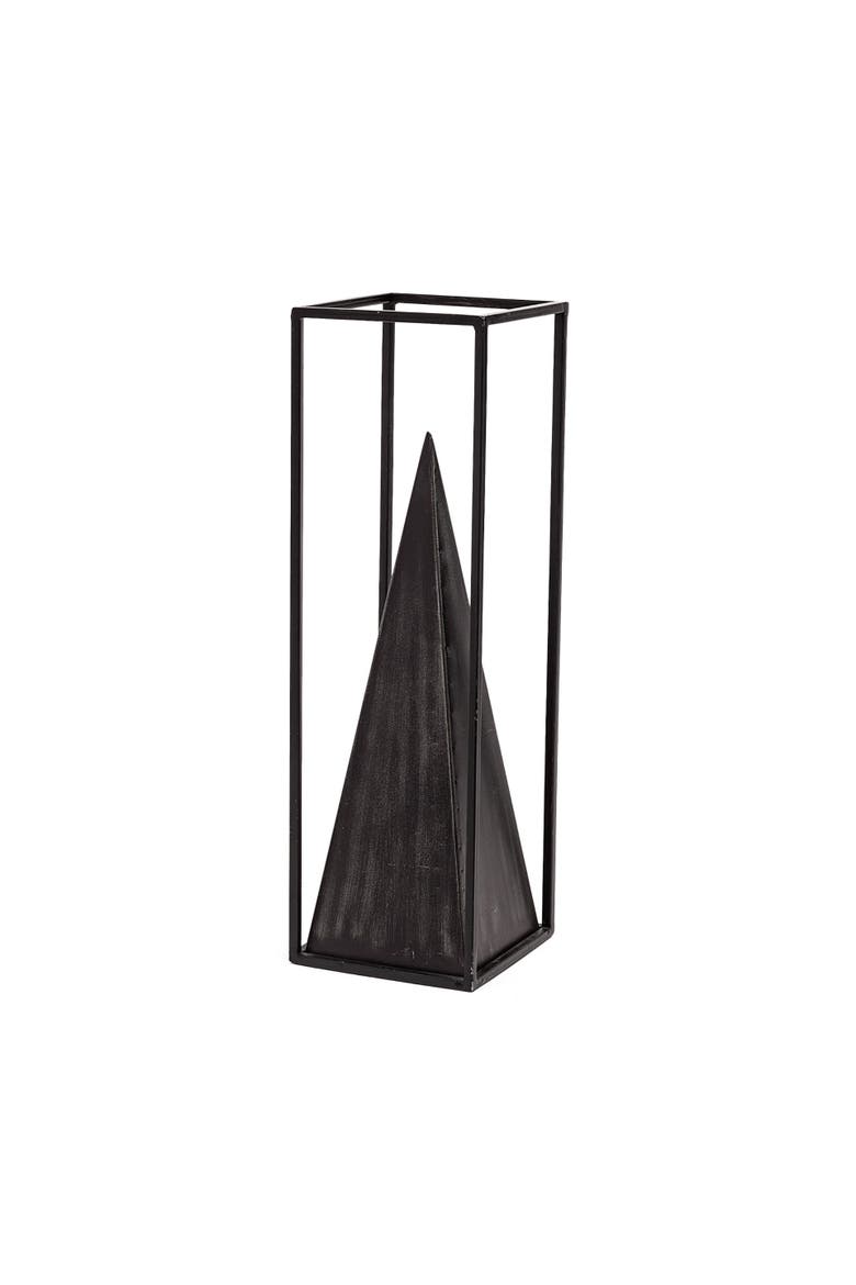 Memphis Metal Pyramid In A Square Frame, Main, color, Black