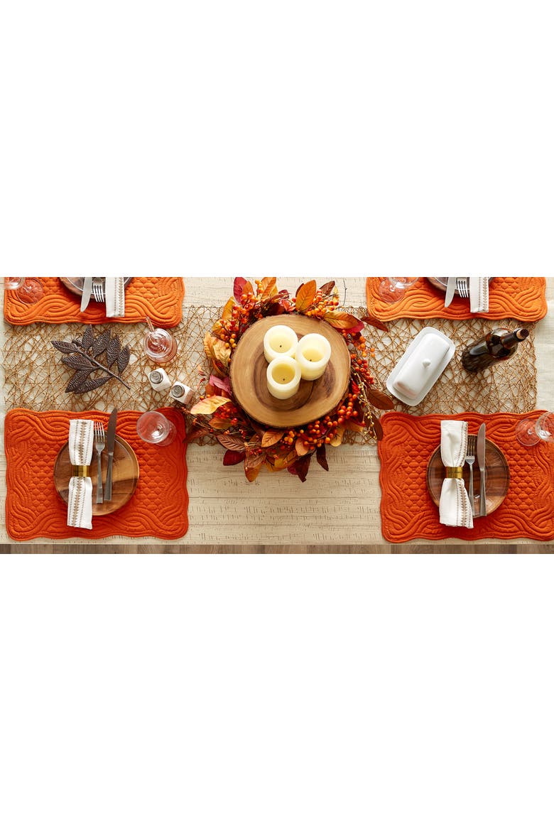 Quilted Farmhouse Placemat Set/6, Alternate, color, Pumpkin Spice