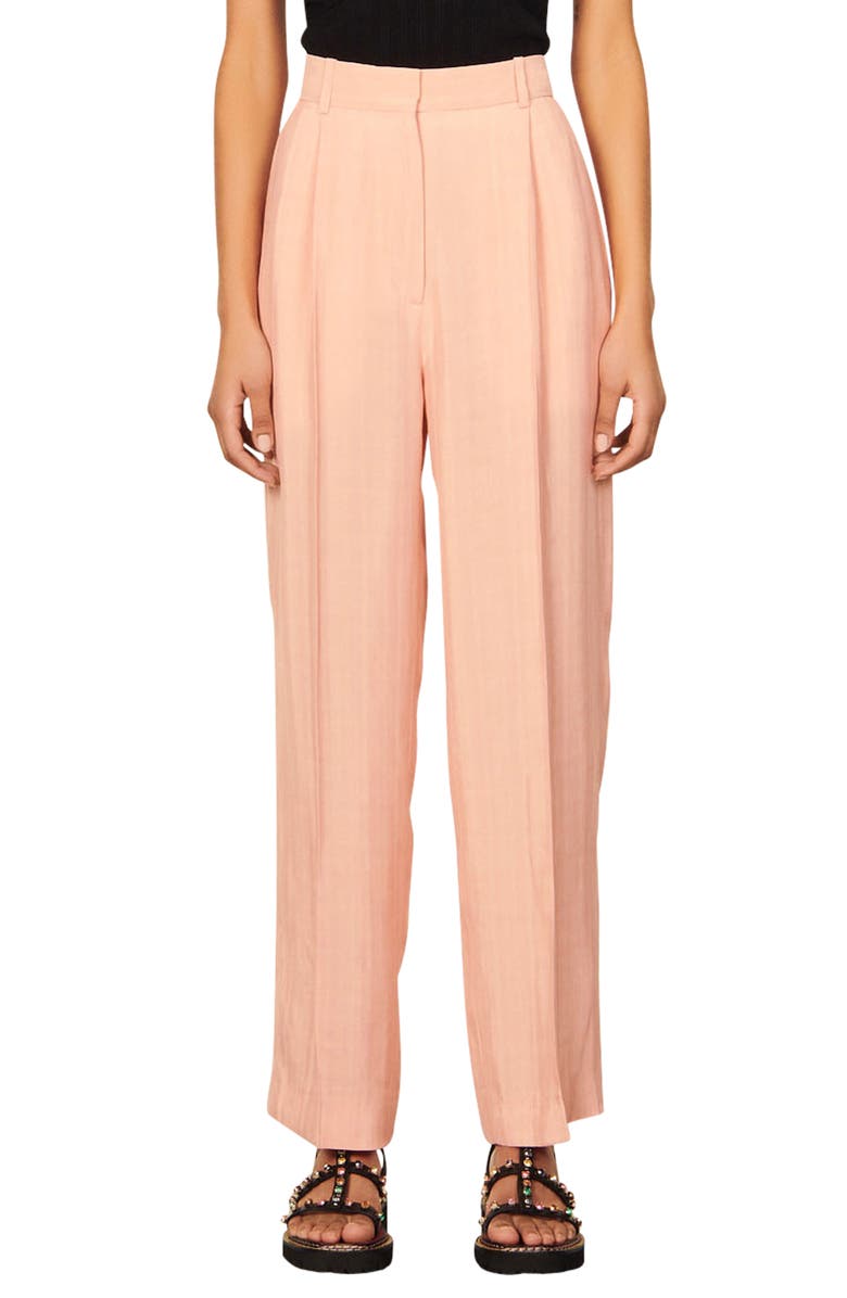 SANDRO Felix High Waist Trousers, Main, color, Rose Poudre