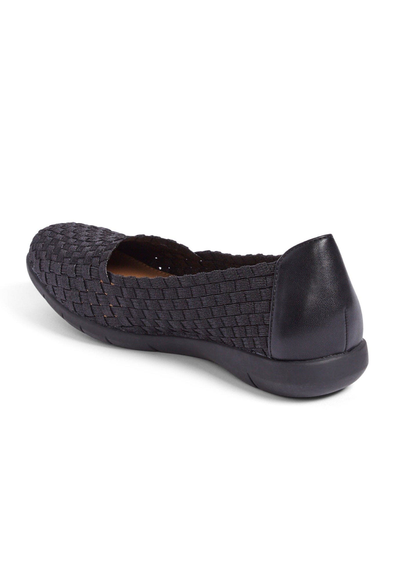 Comfortview The Bethany Stretch Woven Slip On Flat, Alternate, color, Black Metallic