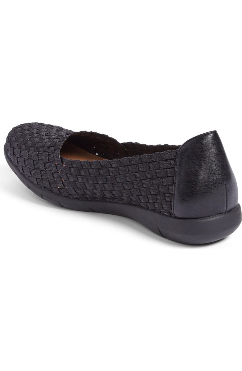 Comfortview The Bethany Stretch Woven Slip On Flat, Alternate, color, Black Metallic