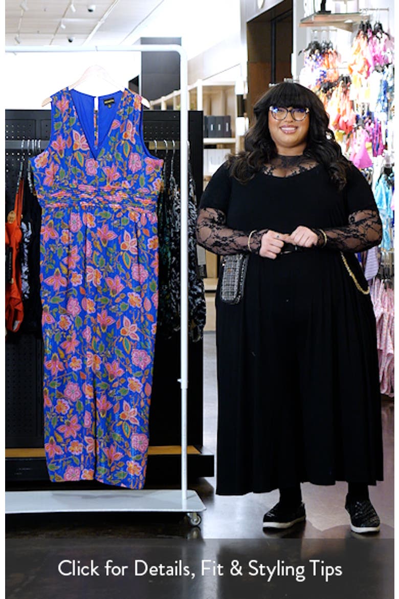 Wendey Metallic Stripe Floral Sleeveless Jumpsuit video