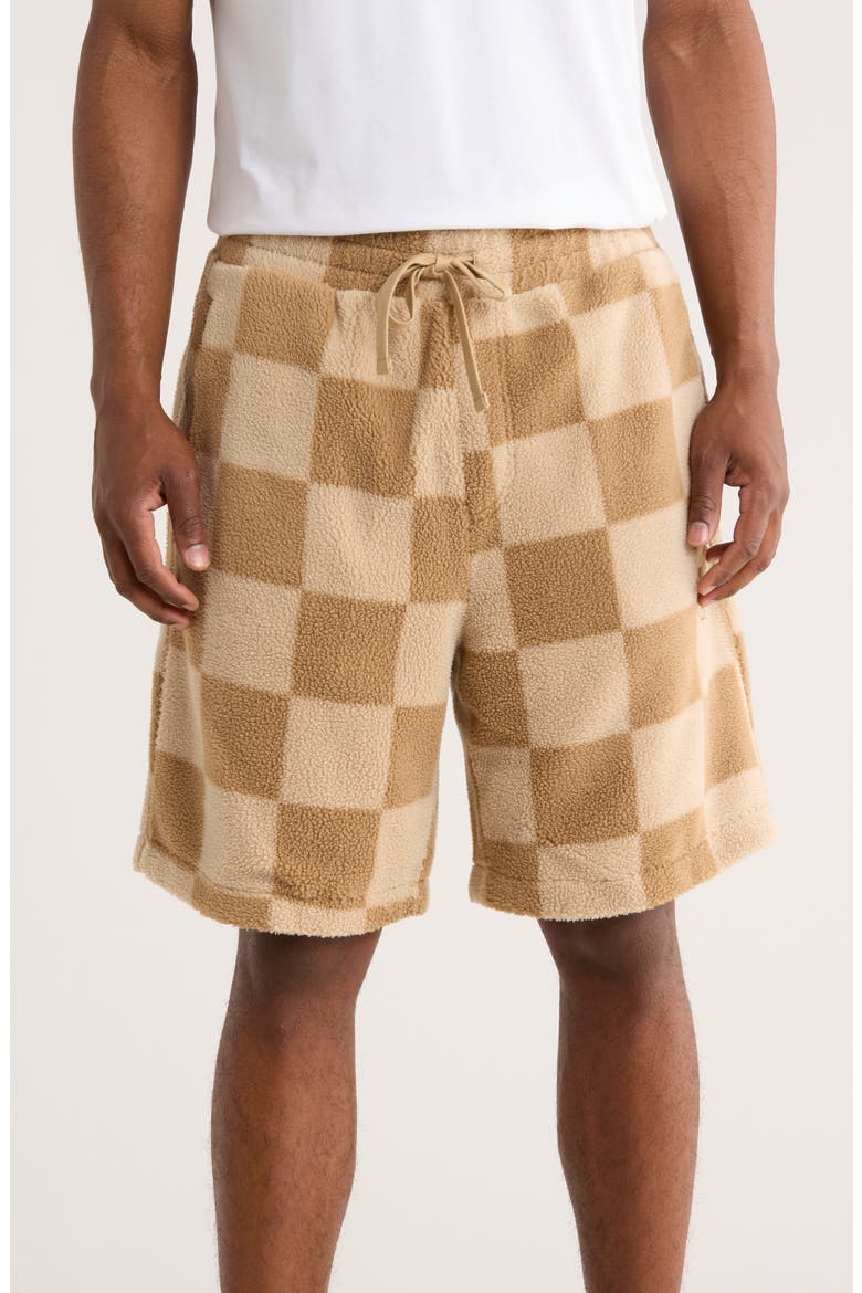 Nustine Check Fleece Shorts, Main, color, MEDIUM BEIGE