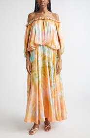 Zimmermann Luna Twist Print Silk Gown