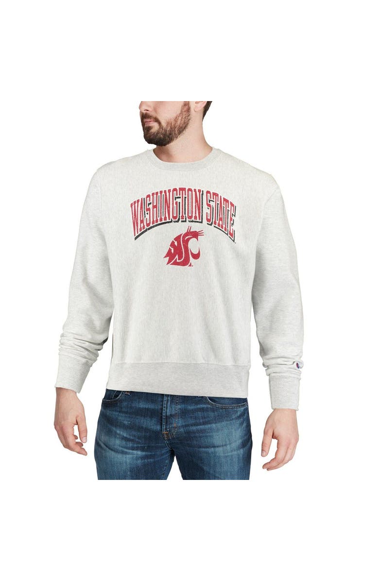 Champion Men's Champion Gray Washington State Cougars Arch Over Logo Reverse Weave Pullover Sweatshirt, Alternate, color, Heather Gray