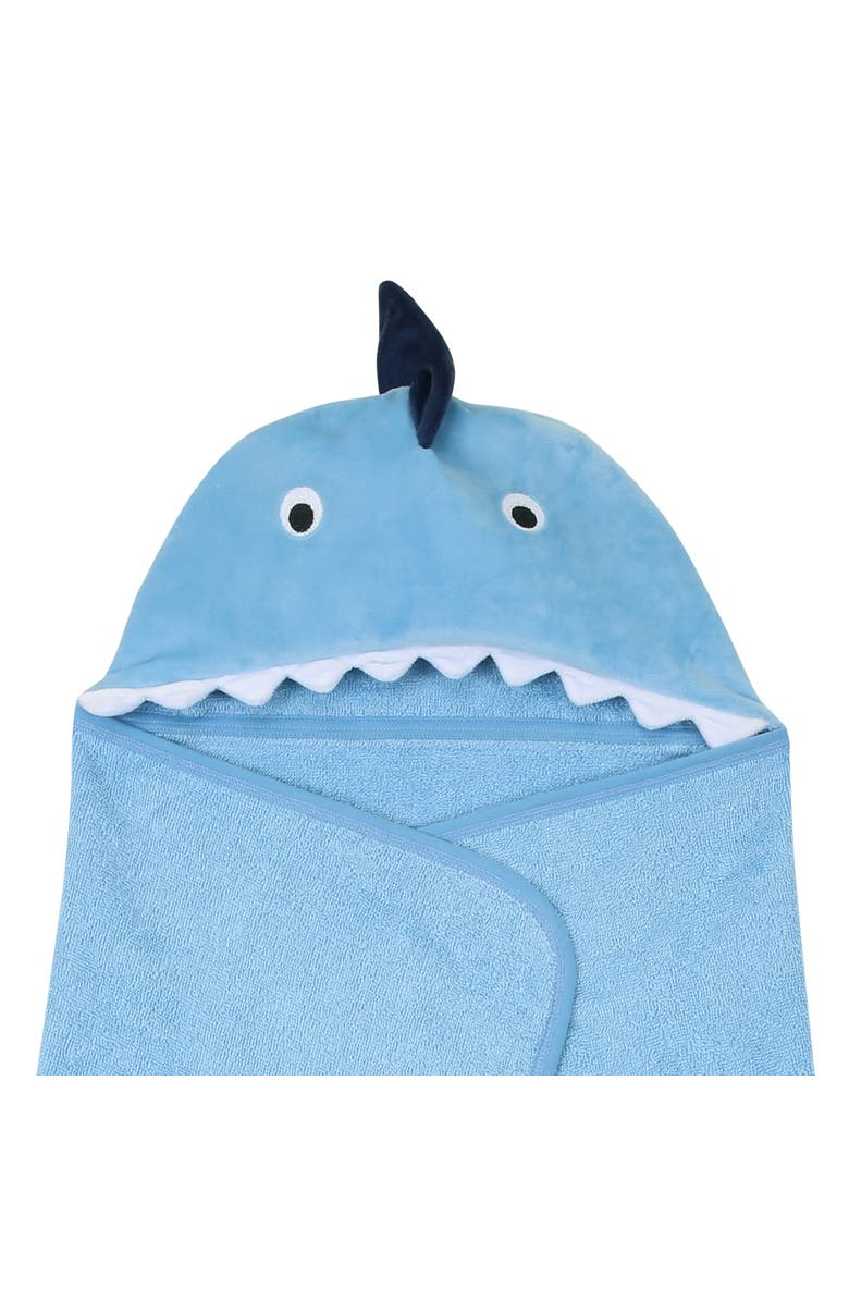 Lambs & Ivy Baby/Infant Luxury Cotton Terry Shark Hooded Bath Towel, Alternate, color, Blue