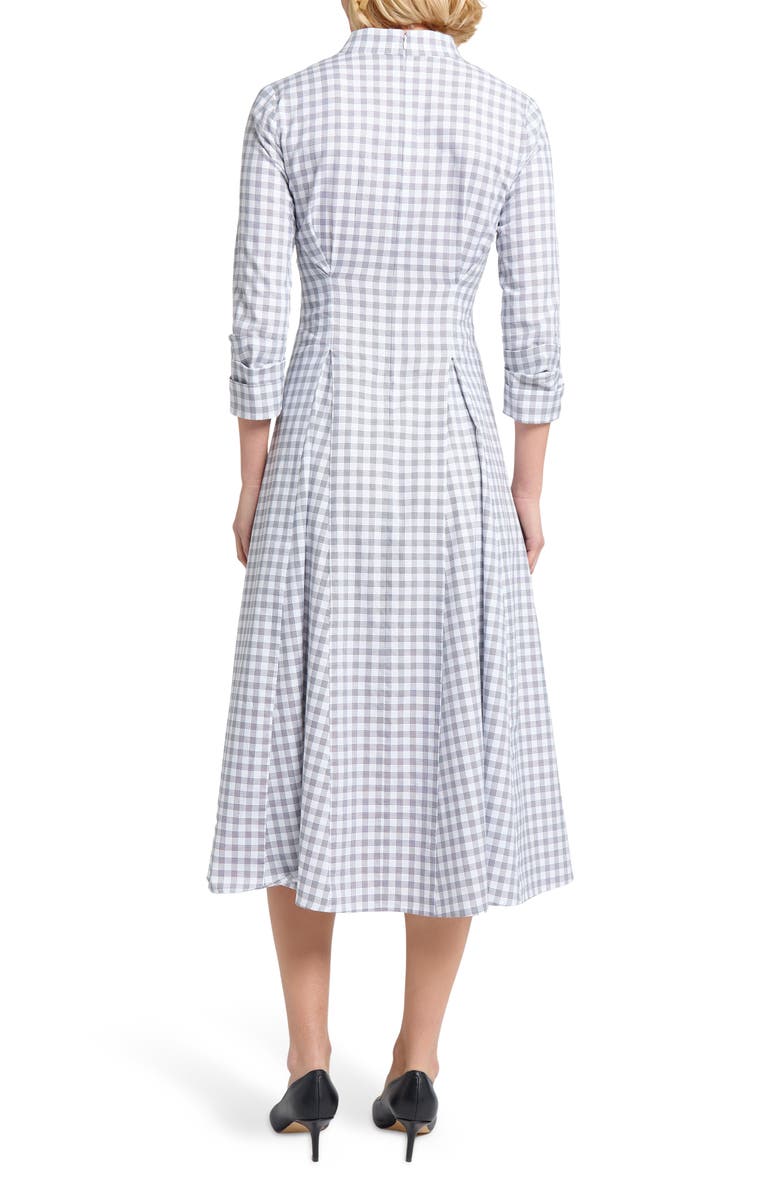 Misook Plaid Fit & Flare Cotton Midi Dress, Alternate, color, Black/White