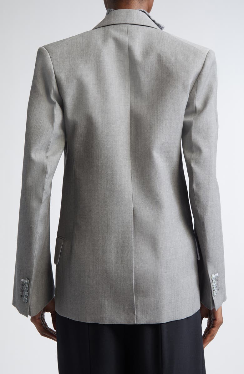 Victoria Beckham Sculptural Sleeve Virgin Wool Jacket, Alternate, color, Light Grey Melange