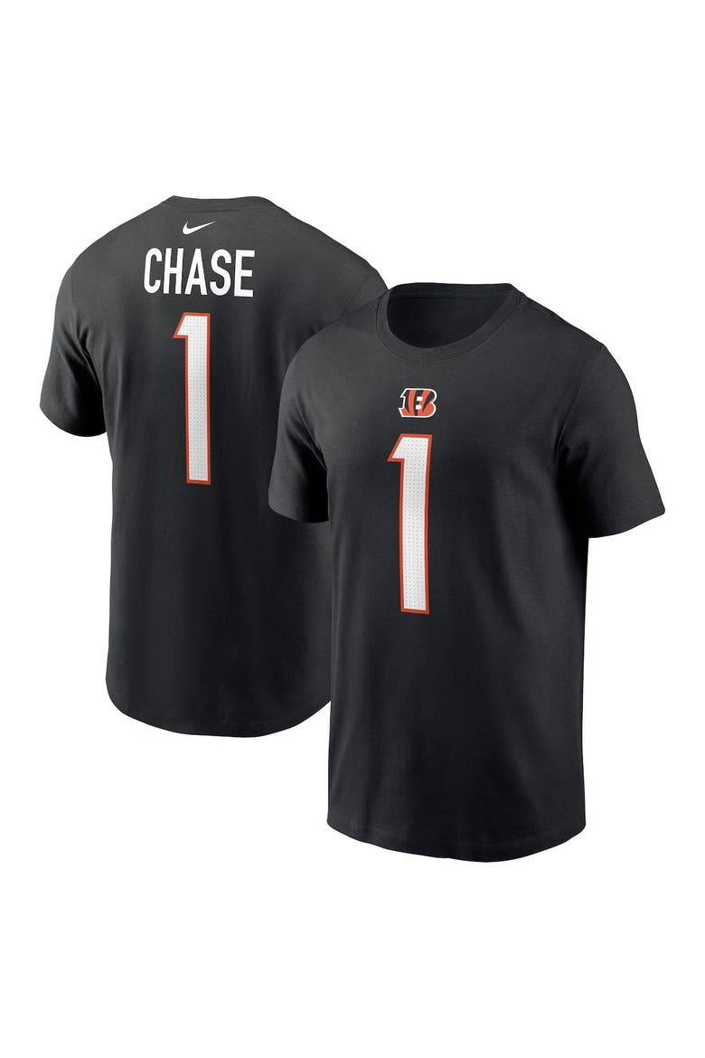 Men's Nike Ja'Marr Chase Black Cincinnati Bengals Player Name & Number T-Shirt, Main, color, Black