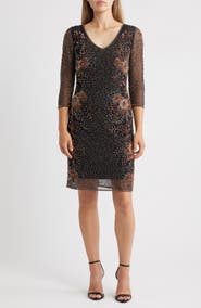 Pisarro Nights Beaded V-Neck Cocktail Dress