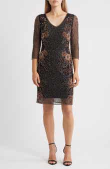 Pisarro Nights Beaded V-Neck Cocktail Dress
