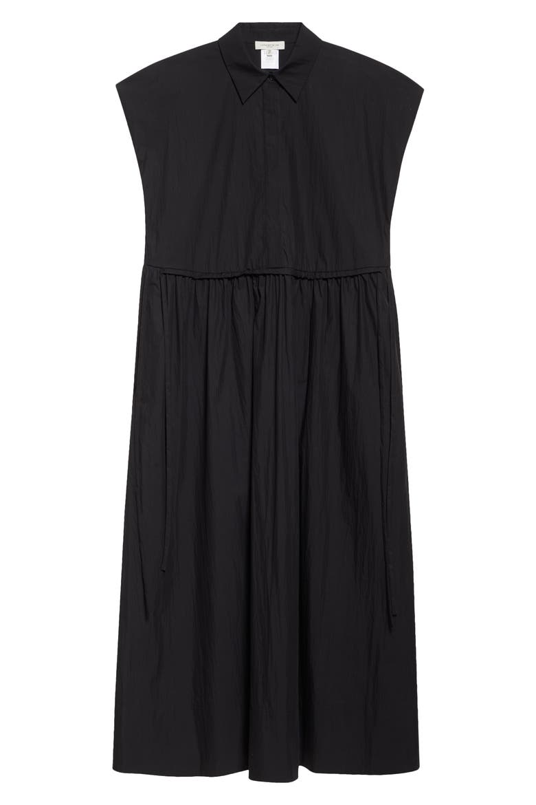 Travel Cotton Gathered Waist Shirtdress, Alternate, color, BLACK