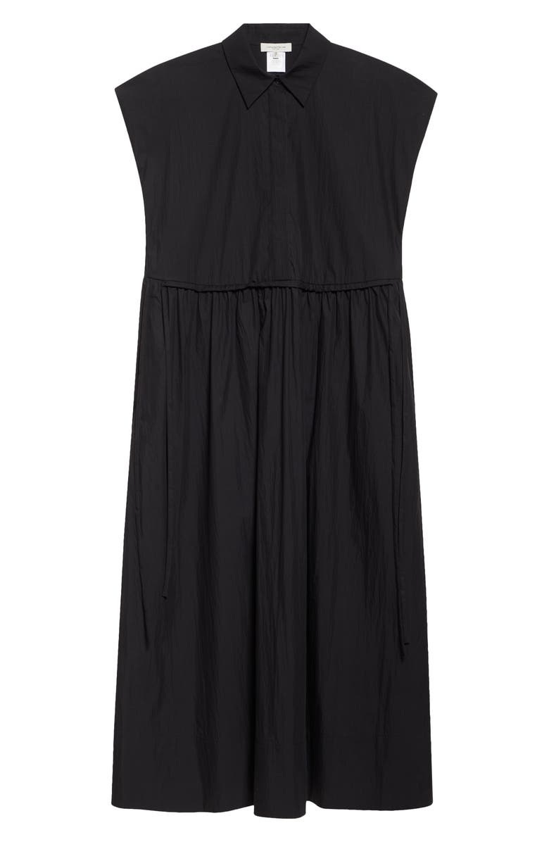 Lafayette 148 New York Travel Cotton Gathered Waist Shirtdress, Alternate, color, Black