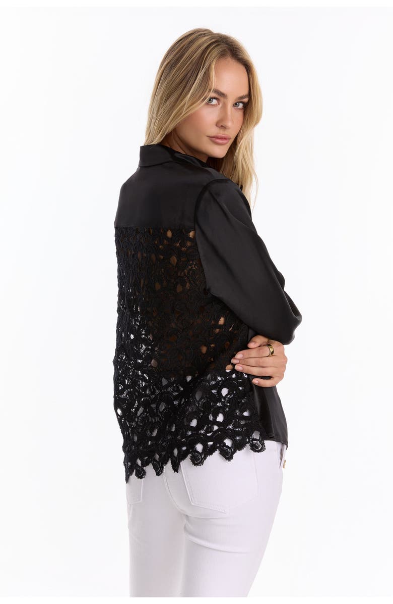 The Noli Shop Amelia Silky Lace Blouse, Alternate, color, Black