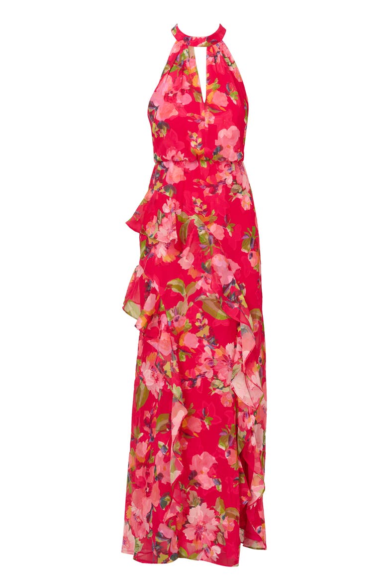 Floral Ruffle Mermaid Cocktail Dress, Alternate, color, PINK MULTI